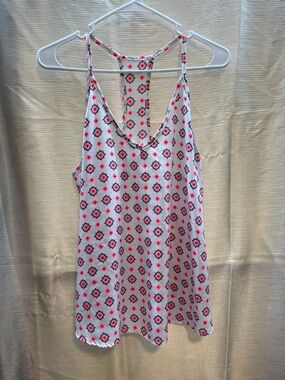 intro. White Tank Top with Pink and Black Floral Print